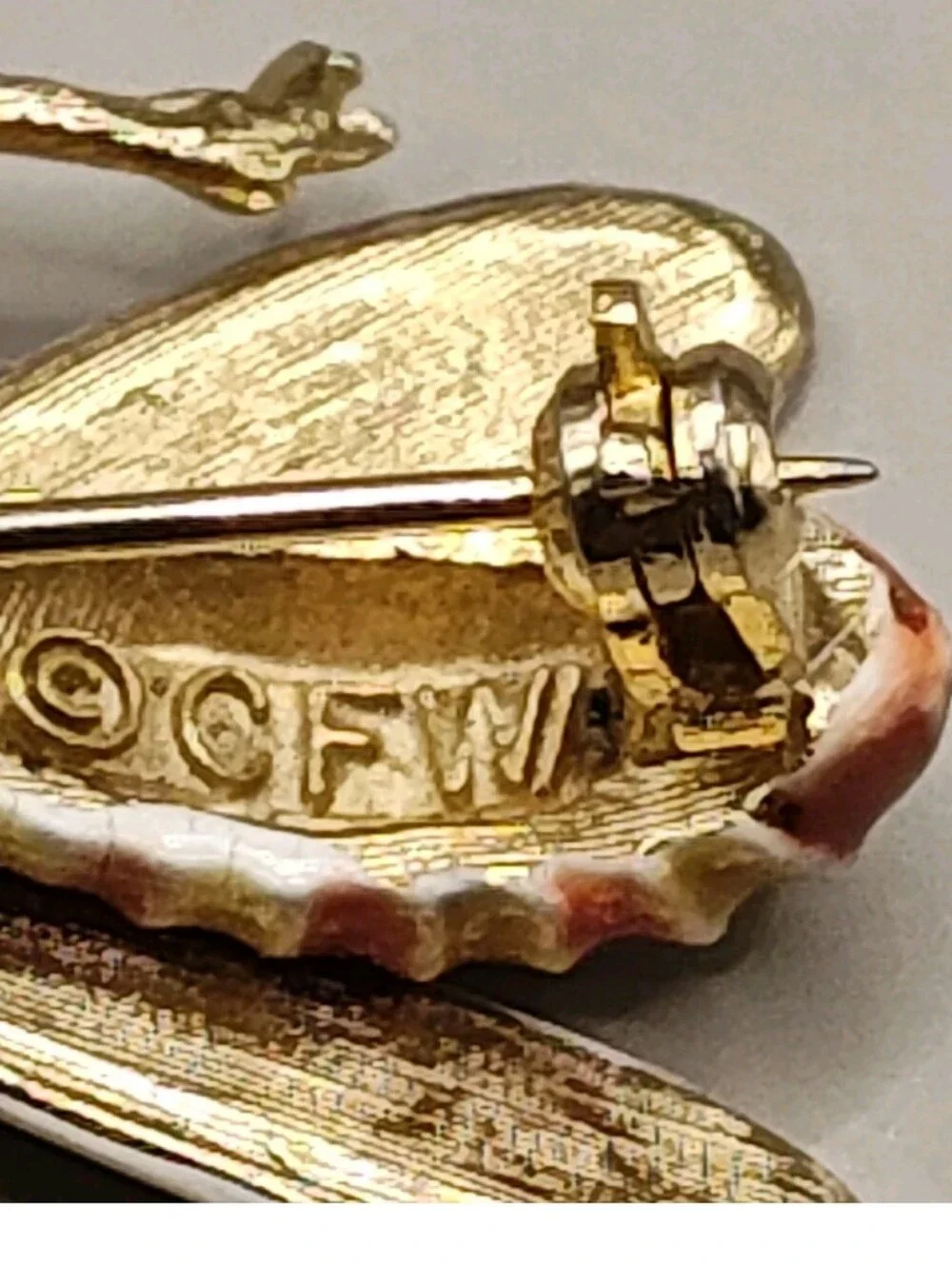 Vtg Bee Bug Flying Insects Enamel Brooch Glass Jelly Belly Lapel Pin Signed CFW